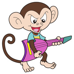 Cartoon Monkey Playing an Electric Guitar