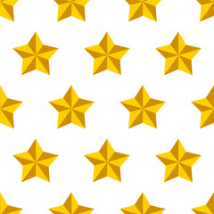Shiny golden military stars on white seamless pattern, vector