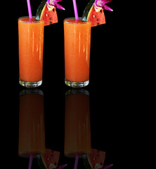 two glasses of mango juice