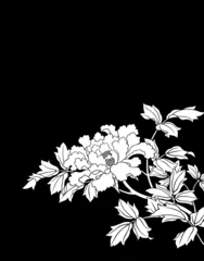 Stickers fenêtre Fleurs noir et blanc Motif japonais