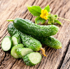 Cucumbers with leaves