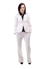 Beautiful caucasian businesswoman isolated on white background