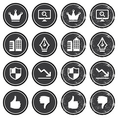 Web navigation icons on retro labels set