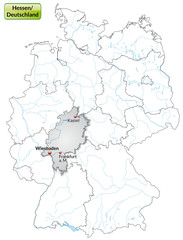 Landkarte von Deutschland und Hessen