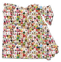 Portrait of a lot of people - map of egypt
