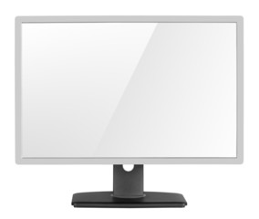Blank modern computer display on white with clipping path