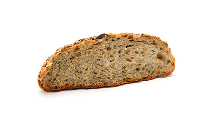 whole grain bread isolated on white background