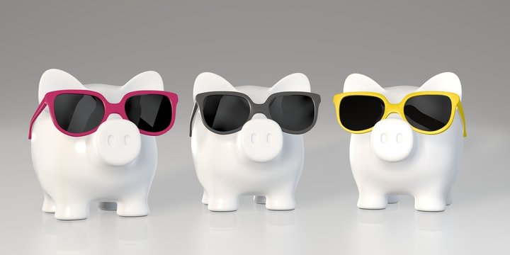 Piggy bank - colorful sunglasses