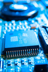 electronic board toned blue