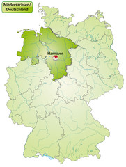 Landkarte von Deutschland und Niedersachsen