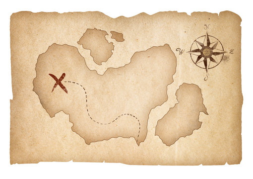 Fototapeta Old treasure map isolated. Clipping path is included.