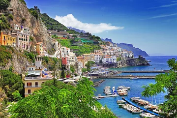 Schilderijen op glas prachtige kust van Amalfi. Italië © Freesurf