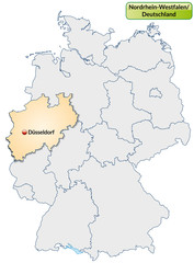 Plakat Landkarte von Deutschland und Nordrhein-Westfalen