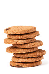 Chocolate homemade pastry cookies isolated on white background