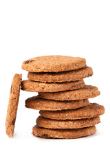 Chocolate homemade pastry cookies isolated on white background