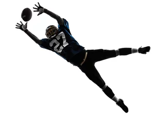 Tuinposter american football player man catching receiving silhouette © snaptitude