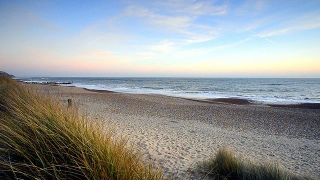Sunset at Hengistbury Head beach near Bournemouth