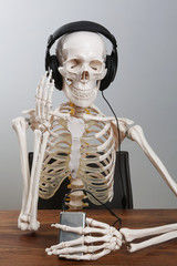 skelett hört musik