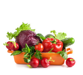 Fresh vegetables isolated on white background 
