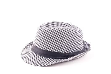 hat,decorated with small checks