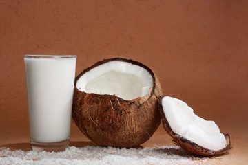 glass of coco milk with coconut