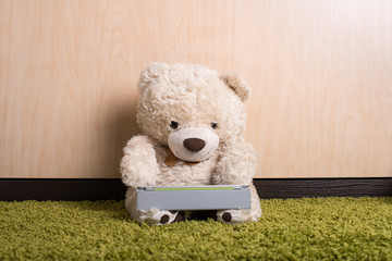 Teddy bear with tablet computer