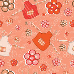 Flower and apron cute seamless background