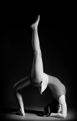 Gymnastics pose black and white