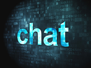SEO web development concept: Chat on digital background