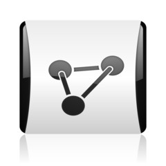 chemistry black and white square web glossy icon