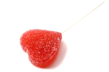 candy in the form of heart on a stick