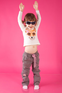 girl on pink background