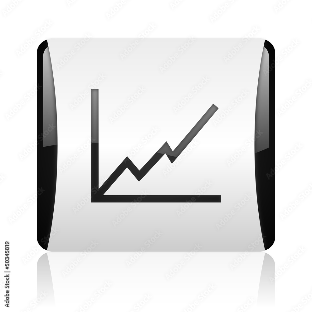 Poster chart black and white square web glossy icon
