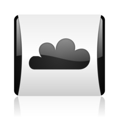 weather forecast black and white square web glossy icon