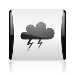 weather forecast black and white square web glossy icon
