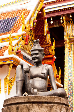 hermit statue at wat phra kaew in thailand