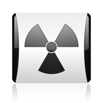 radiation black and white square web glossy icon