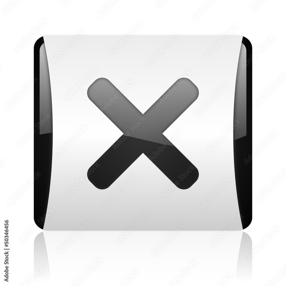Poster cancel black and white square web glossy icon