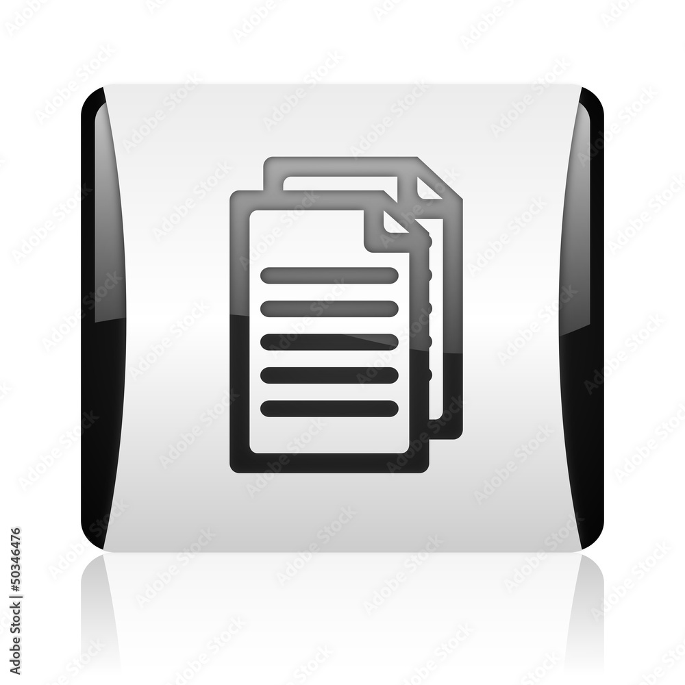 Poster document black and white square web glossy icon