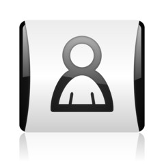 account black and white square web glossy icon