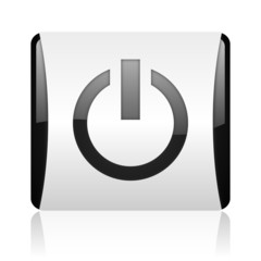 power black and white square web glossy icon