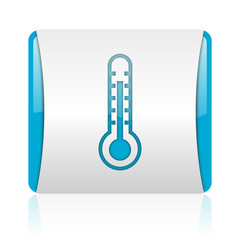 thermometer blue and white square web glossy icon