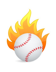 Naklejka premium Baseball Ball in fire