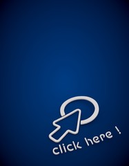 Click here symbol in a blue background