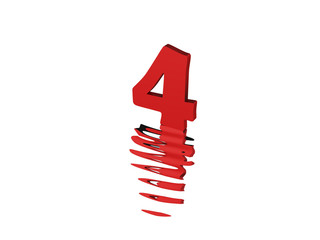 3D render of the number 4