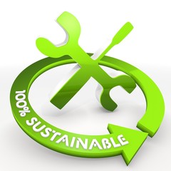  100 percentage sustainable job mechanic Illustration