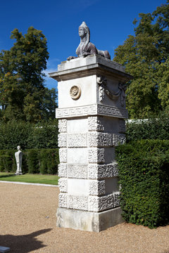Sphinx on a gate post at in Chiswick House Gardens, London