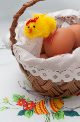 easter basket with eggs