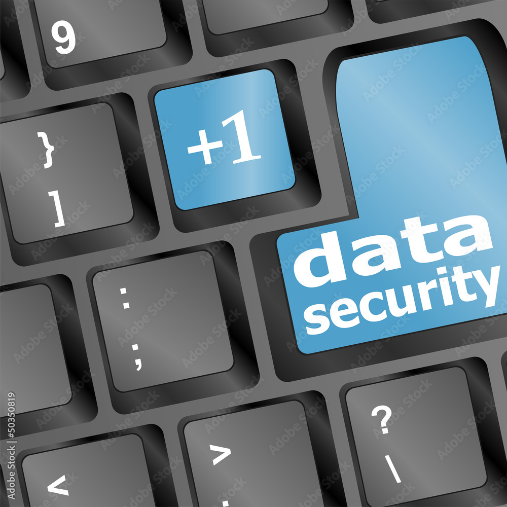Poster close up view on conceptual keyboard - data security