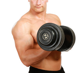 Fototapeta na wymiar Handsome muscular man working out